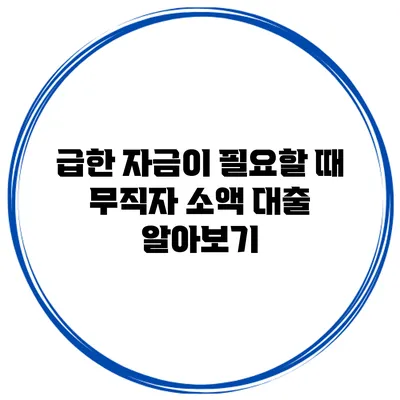급한 자금이 필요할 때 무직자 소액 대출 알아보기