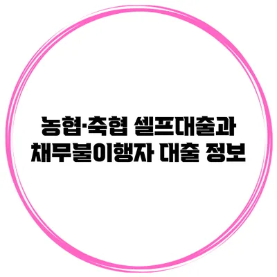 농협·축협 셀프대출과 채무불이행자 대출 정보