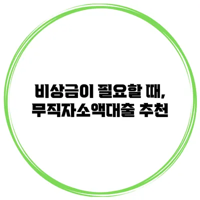 비상금이 필요할 때, 무직자소액대출 추천