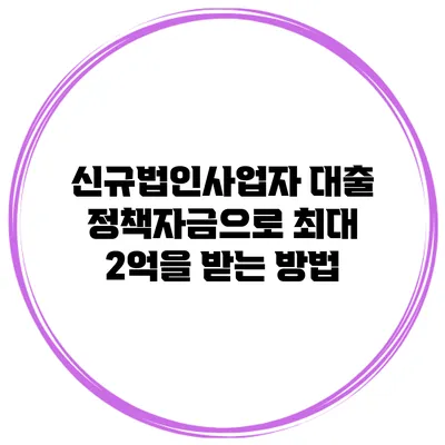 신규법인사업자 대출 정책자금으로 최대 2억을 받는 방법