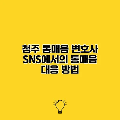 청주 통매음 변호사 SNS에서의 통매음 대응 방법